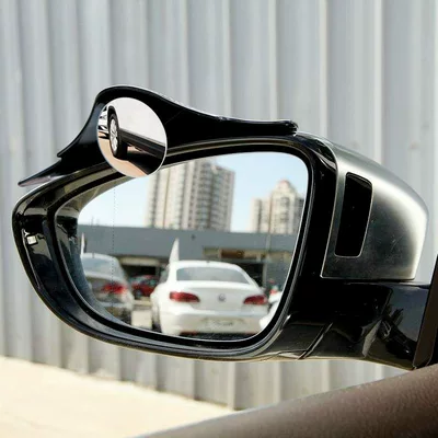 Car rearview mirror rain eyebrow small round mirror integrated mirror blind spot mirror reverse mirror windshield rain protection artifact (Rearview mirror rainproof sticker) - black-pair
