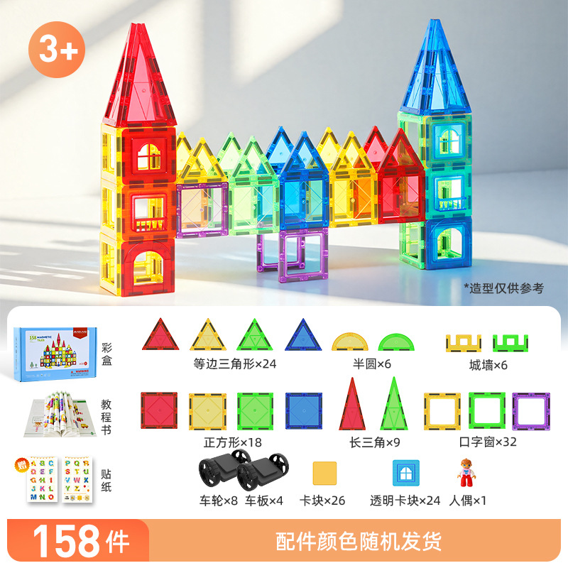 Jugador magnético mágico JD.com 158 piezas de caja de colores juguetes para niños ventanas magnéticas rompecabezas puzzle de bloques