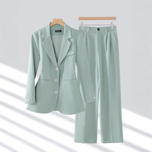 2024年春秋冬季新款长袖下小西装领外套女裤子职业休闲高级两件套