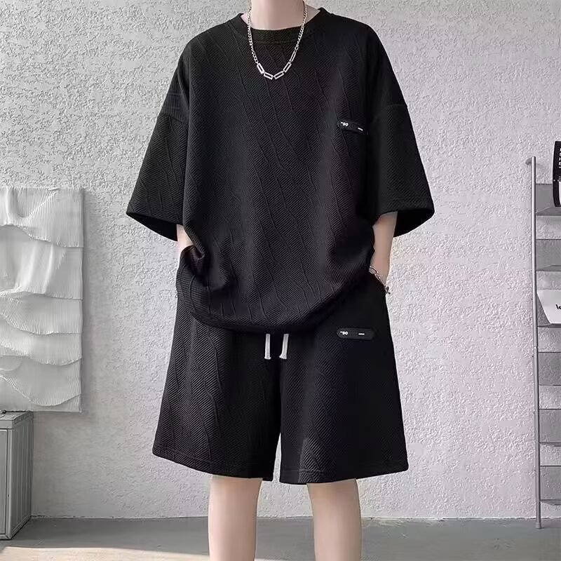 Camisa menos ropa traje de ropa deportiva verano para hombres camiseta de manga corta jersey de baloncesto pantalones cortos casuales de dos piezas tendencia coreana