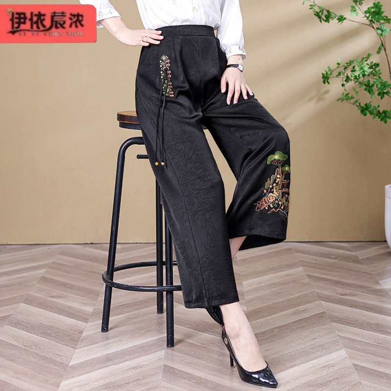 Летние новые мамы брюки тонкие национальные брюки с девятью укороченными прямыми брюками