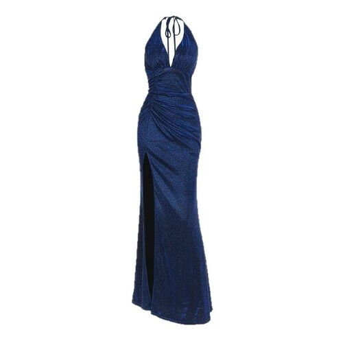 YJ24311 Summer New Sexy Slit Skirt Fashion Style V-Neck Strapless Glitter Dress for Women