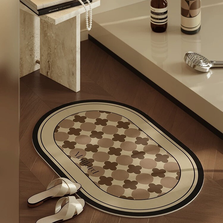 Mid-century style diatomaceous earth bathroom mat, modern and minimalist design, suitable for bathroom or toilet entrance, absorbent, non-slip, and prevents falls