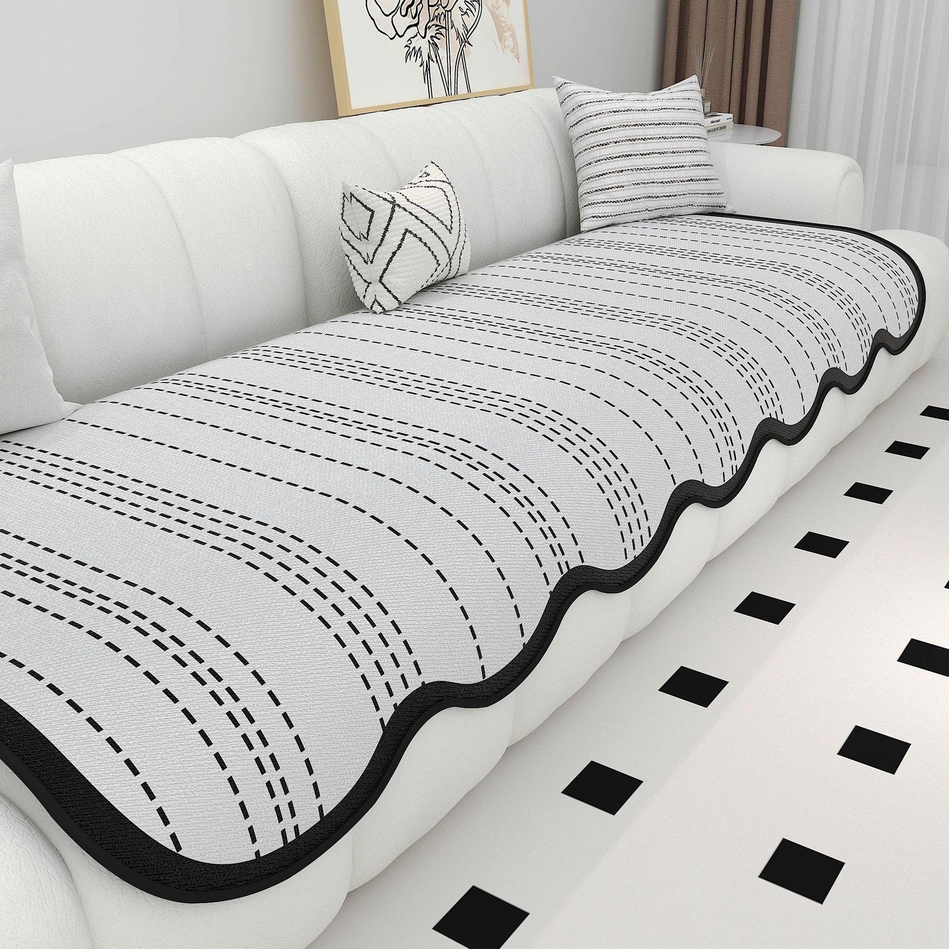 Alfombrilla especial para sofá de verano Alfombrilla de sofá de seda de hielo Alfombrilla de sofá de verano Alfombrilla de cojín antideslizante fijo