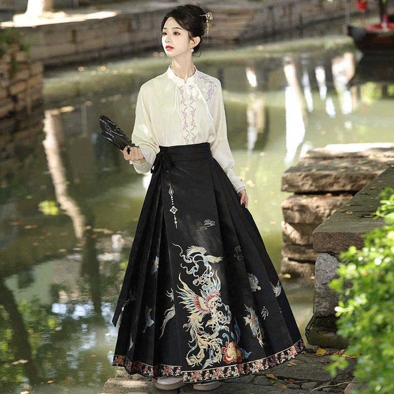 Новый Hanyuan Su Gao Ding Horse юбка из ста птиц и фениксов костюм женский Ming Heavy Makeup Цветочный ткацкий стиль 2025