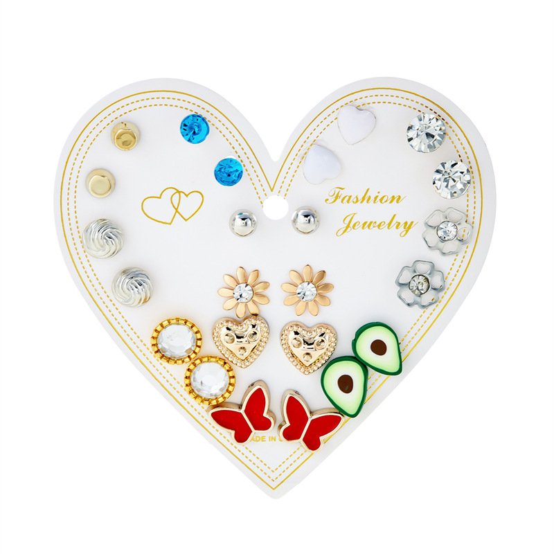 Women's Gender 1 Set Simple Style Classic Style Heart Shape Inlay Alloy Rhinestones Ear Studs