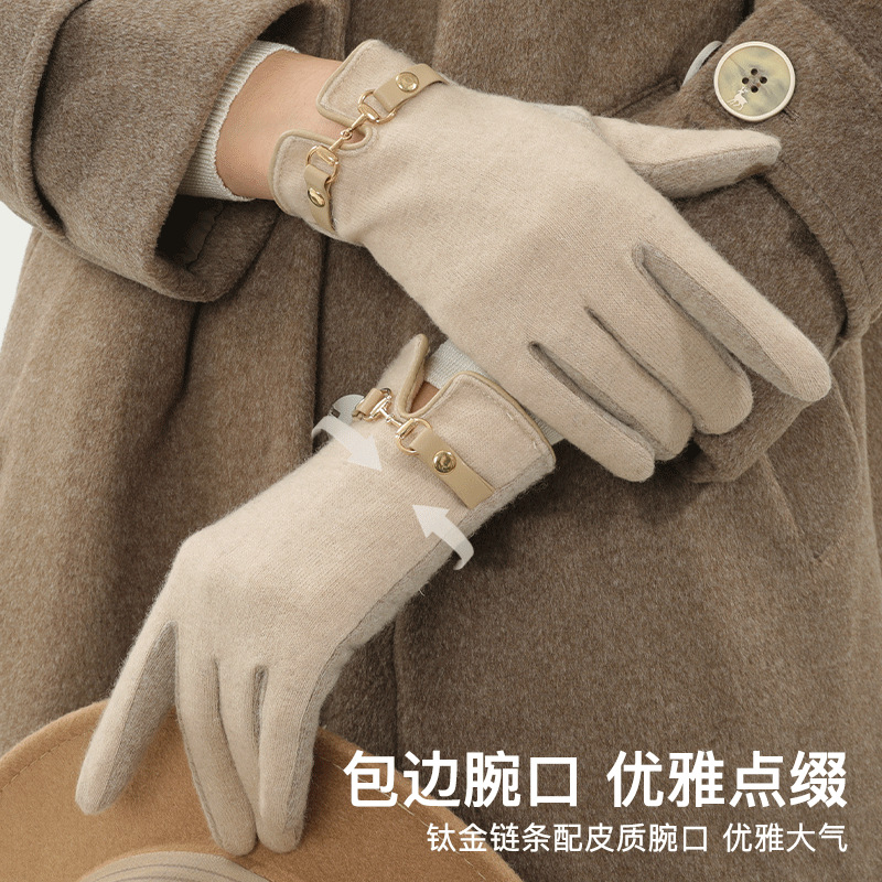 Otoño e invierno guantes de lana de felpa de estilo coreano lana de felpa a prueba de frío a prueba de viento forro de lana engrosada pantalla táctil guantes calientes