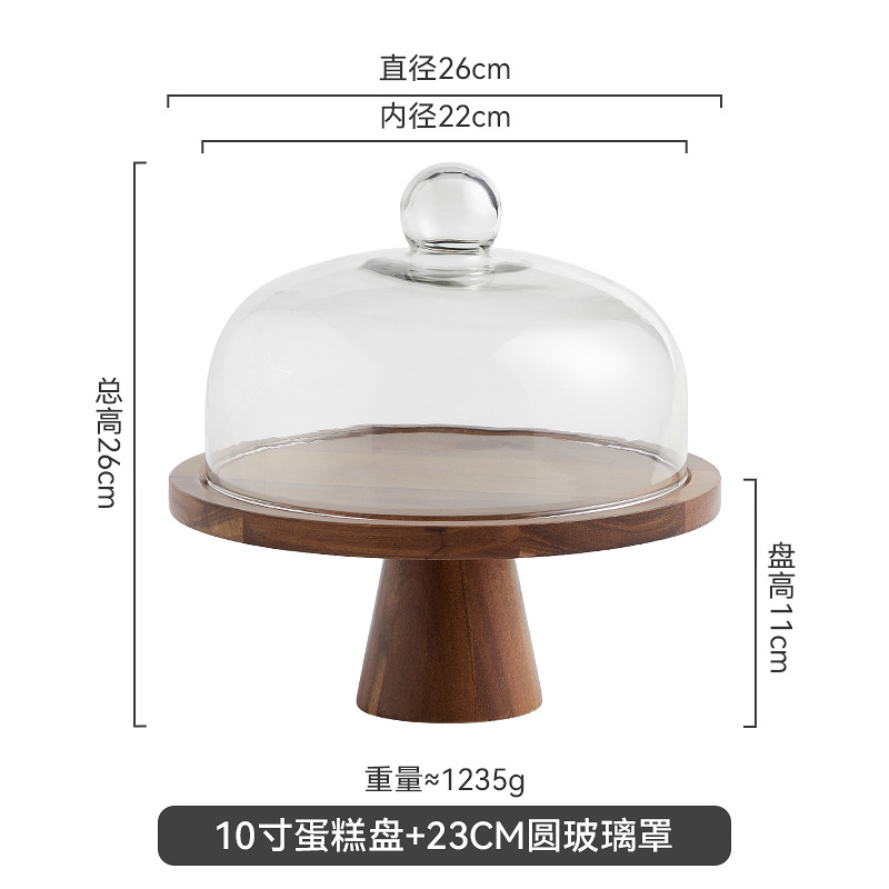 Vintage Acacia dulces dulces pan bandeja de bocadillos alta pie pastel estante sala de estar bandeja de frutas almacenamiento de bocadillos