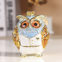 跨境合金首饰盒摆件猫头鹰天鹅贝壳装饰盒珐琅饰收纳盒珠宝耳钉盒