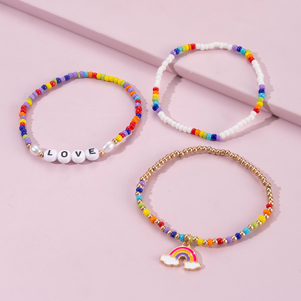 13g Weight Fashion Beach Letter Rainbow Plastic/resin Beads Bracelets