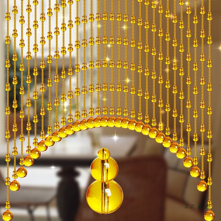 Crystal Bead Curtain Door Curtain Living Room Partition Curtain 2025 New Golden Arched Gourd Curtain Bathroom Punch-Free