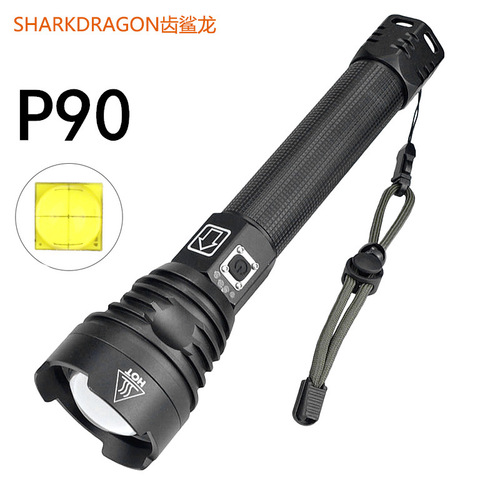 Cross-border XHP90 strong light flashlight USB rechargeable outdoor waterproof power display high-power LED flashlight