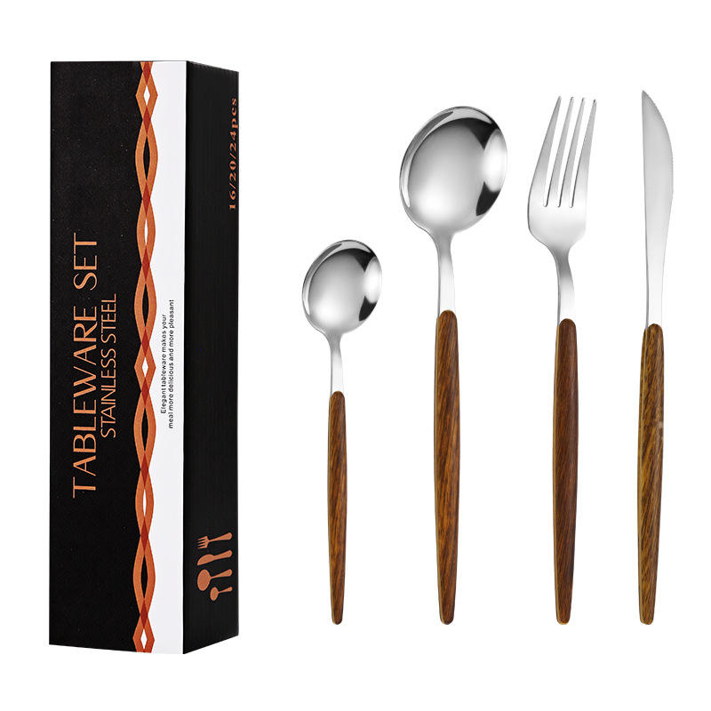 Cuchillo de vajilla coreano portugués, tenedor y cuchara 16 piezas caja de regalo de lujo