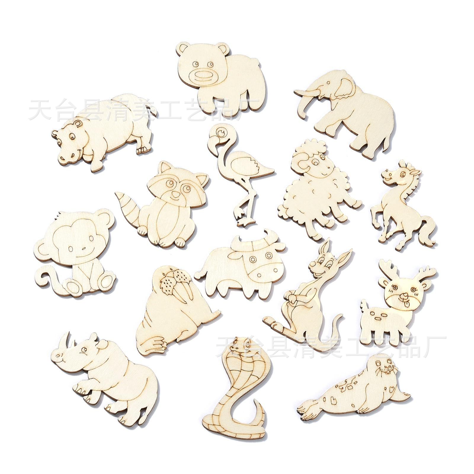 Animales madera en bruto madera sin terminar mamífero zorro mono elefante oveja en forma de ciervo y otras artesanías de pintura de madera