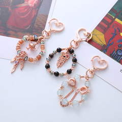 新款天然水晶鑰匙扣掛飾高貴氣質原創小眾設計輕奢汽車鑰匙扣批發