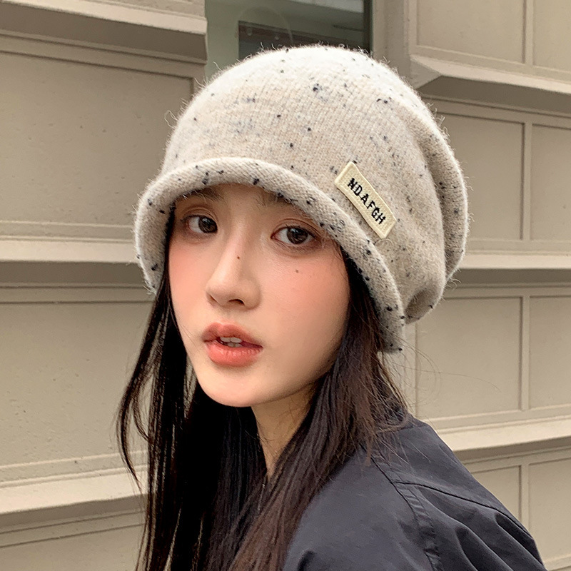 韩版秋冬新款帽子女卷边包头帽大头围显脸小堆堆帽保暖百搭针织帽|undefined