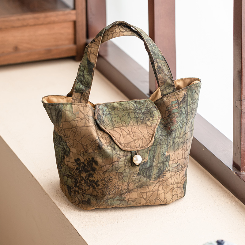 工厂香云纱盖碗茶杯收纳包千里江山手提包户外便携茶具收纳袋布包