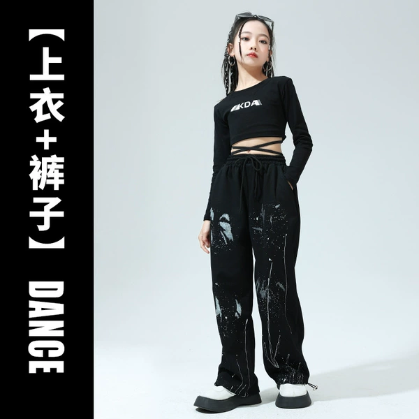 9030 black liquid silver top + 9024 black ink splash trousers