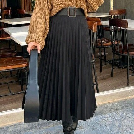 Jupe plissée femme jupe décontractée et ample à la mode_voghion.com