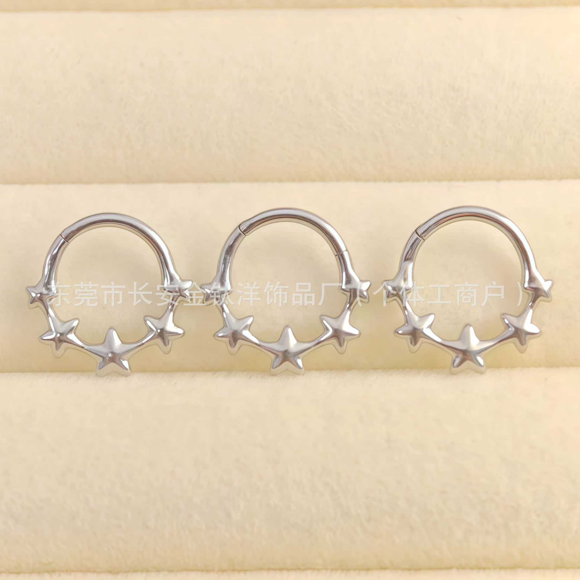 F136 Titanium Star Closed Ring Pinless Hoop Earrings Lip Nose Ring Seamless Ring Body Piercing Jewelry detail image 8