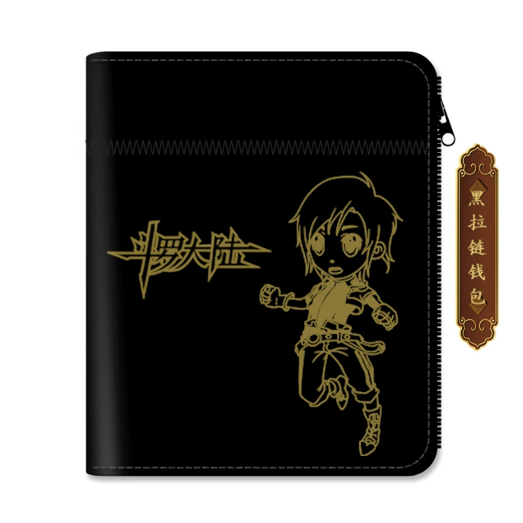 Zipper coin purse (anime style) black, card holder wallet, lightweight 0.099 kg