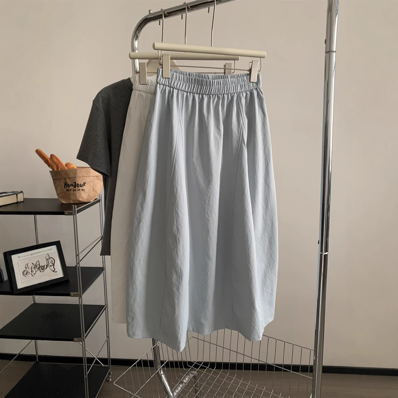 French-Style Patchwork Elastic Waist Floral Skirt, Gentle and Elegant, High-Waisted Mid-Length A-Line Pumpkin Skirt for Petite Figures, Spring