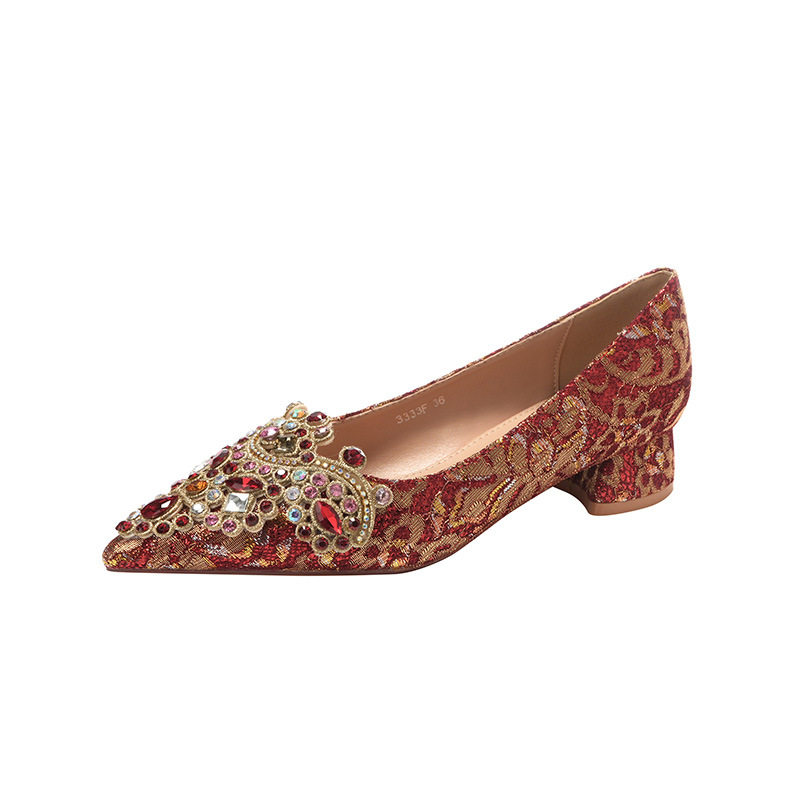 3333F-007 Scarpe da donna con tacco basso, punta a punta, in raso, comode, per damigelle d'onore, da sposa e feste_voghion.com