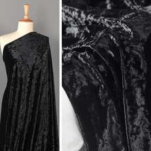 纯黑色钻石绒面料 光泽感柔软四面弹力压花韩国丝绒裙子礼服布料