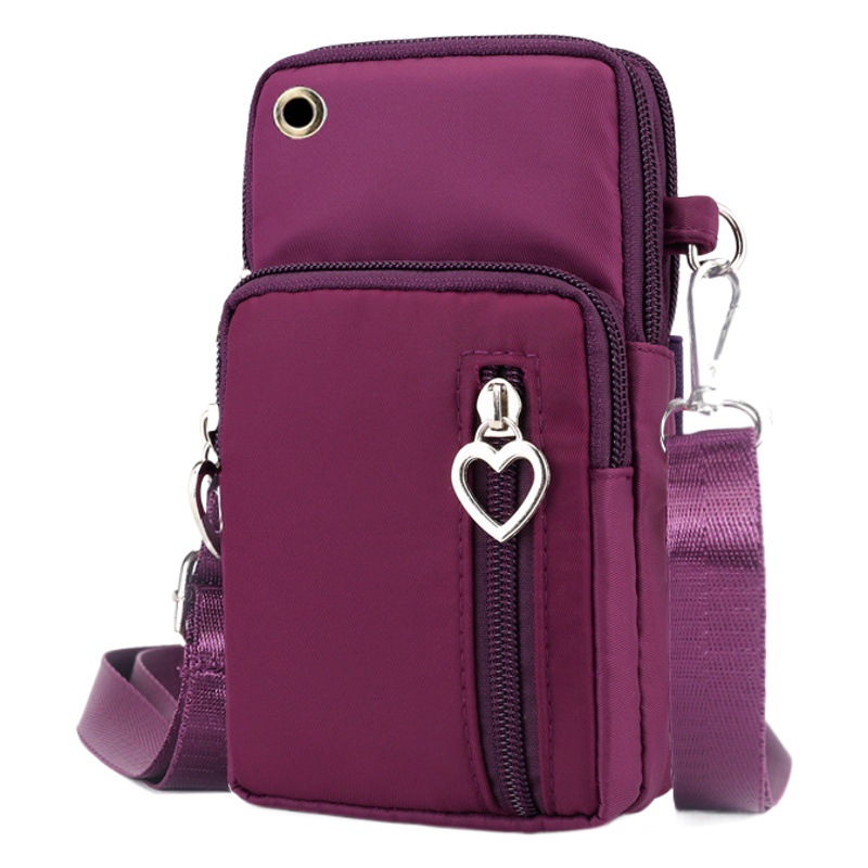 Cross-Border Wholesale 2025 New Mobile Phone Bag Women's Cross-Body Coin Purse Wrist Bag Sports Arm Bag Fabric Cross-Body Bag