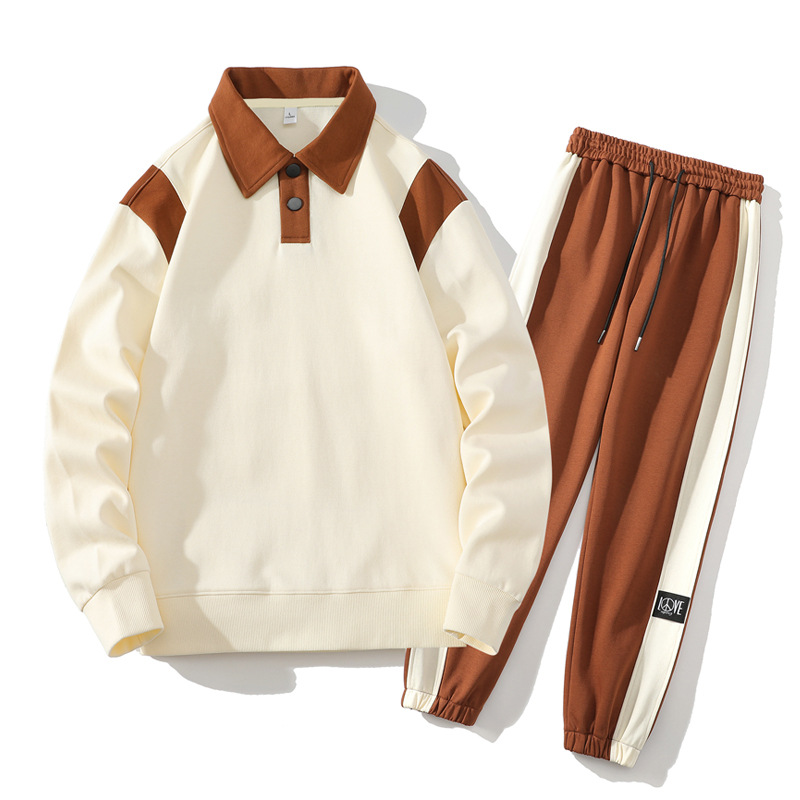 Herrenbekleidung neues Poloshirt mit langen Ärmeln Pullover Anzug Herren neue trendige Marke lässig Sport lose Herren Spleißpullover_voghion.com