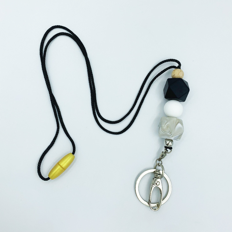 Amazon nuevo collar de insignia versátil maestro enfermera ID de estudiante Cordón de identificación de silicona con cuentas cordón llavero