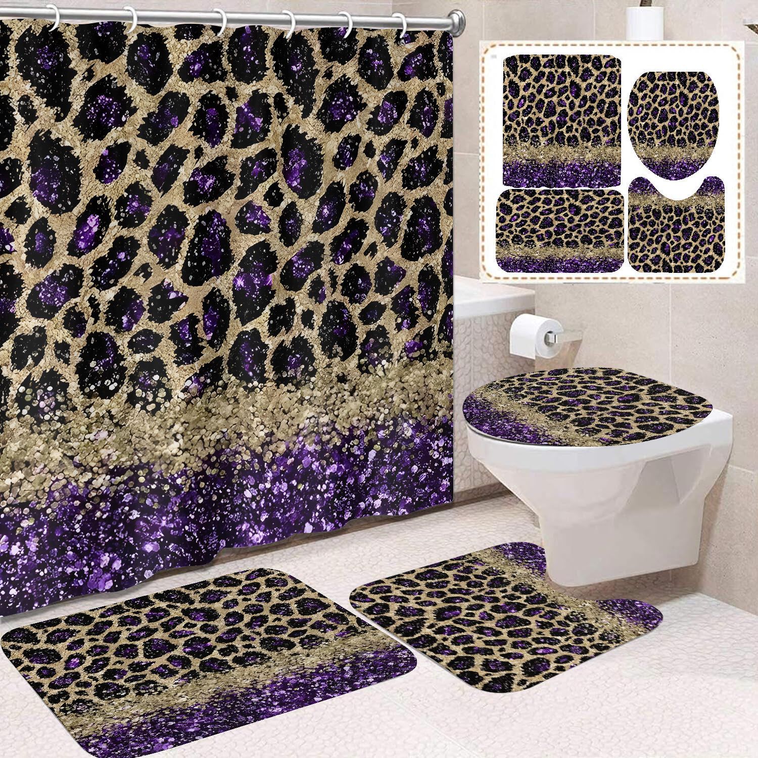 Transfronterizo Amazon cortina de ducha de color degradado cortina de baño letra patrón de mariposa cortina de ducha impermeable y a prueba de moho image 4