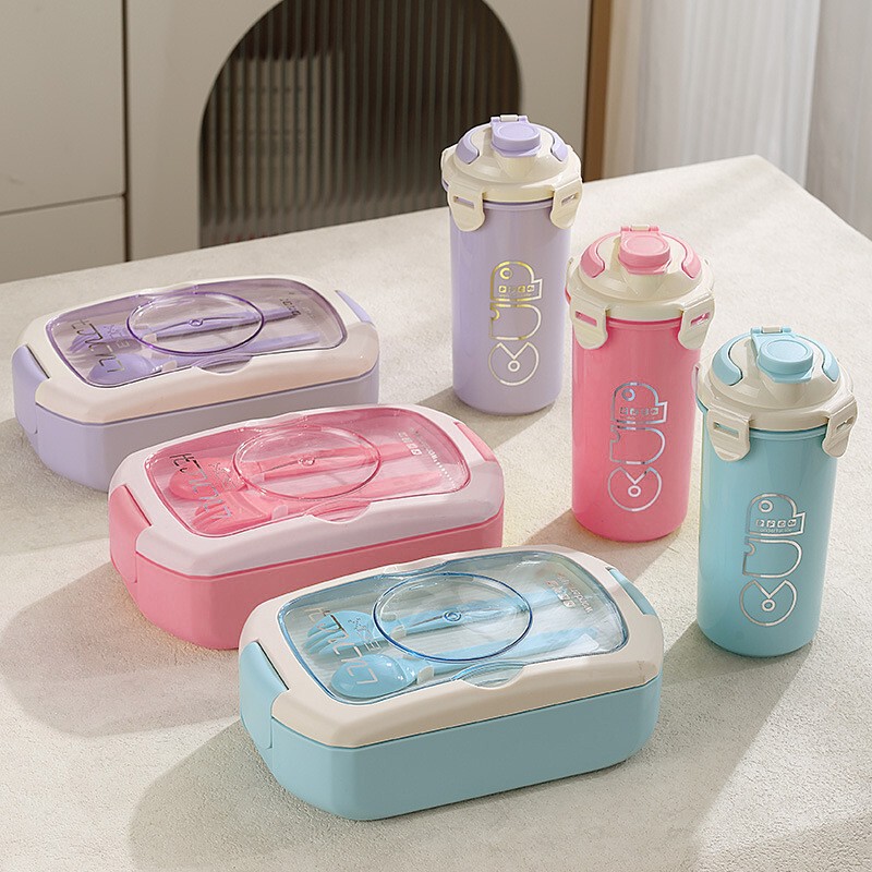 Plastic Office Worker Portable Take-Out Lunch Box Microwaveable Sealed Student Lunch Box Water Cup Set Plastic Office Worker Portable Take-Out Lunch Box Microwaveable Sealed Student Lunch Box Water Cup Set