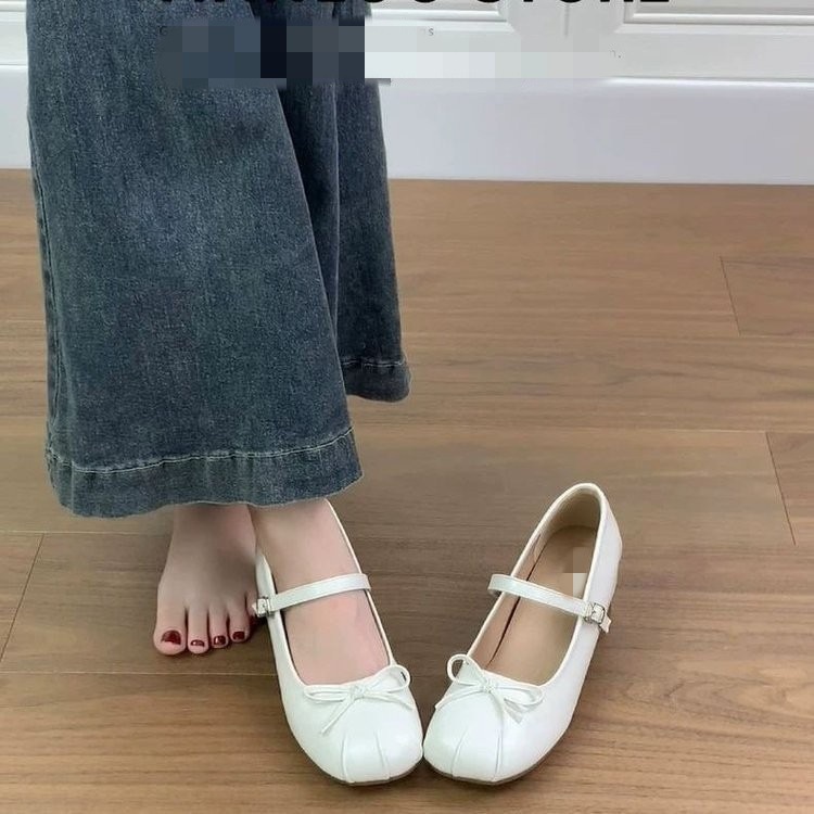 Ballet francés Marie Jean zapatos de mujer 2026 nuevo verano interior con una falda zapatos de cuero suaves zapatos de mujer