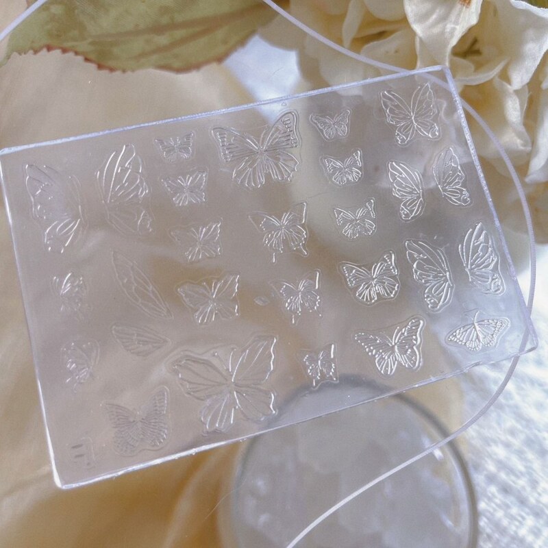 美甲网红浮雕硅胶磨具雕花蝴蝶欧式图案硅胶3D立体指甲装饰品微雕|undefined