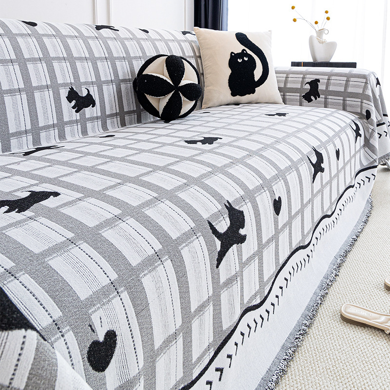 Sofá cubierta de alta sensación 2025 nuevo anti-gato atrapar tres asientos una toalla de sofá antideslizante de princesa una almohadilla de cobertura completa