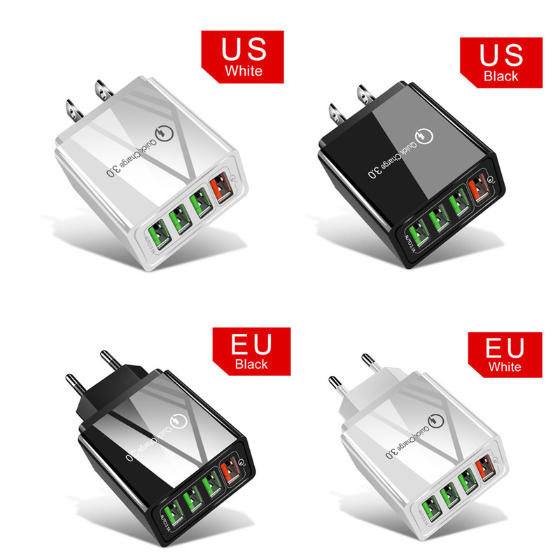 QC3.0 Fast Charge 4USB Multi-Port 5V/9V/12v New Travel Charger US Regulations European Regulations Fast Charge qc3.0