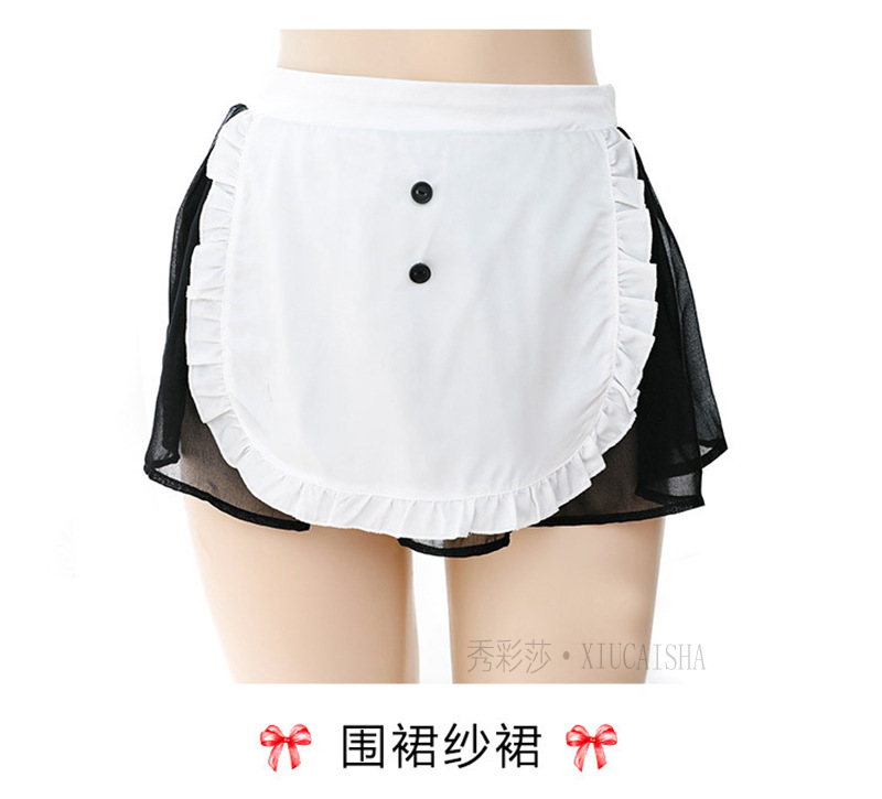 Maid Roleplay Lingerie Set with Headpiece, Top, Skirt, Thong and Wristbands — detail image 22