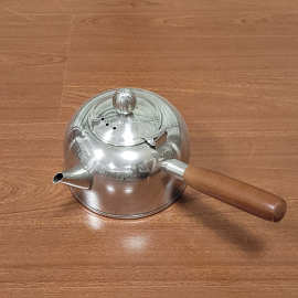 304不锈钢木柄随心壶小茶壶家用木柄侧把壶户外平底水壶烧水茶壶