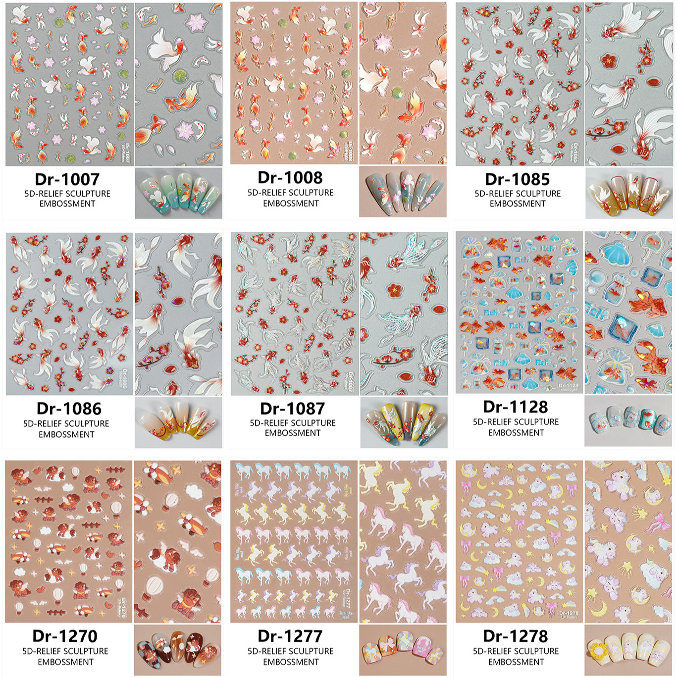 Three dimensional fresh nail stickers for nails