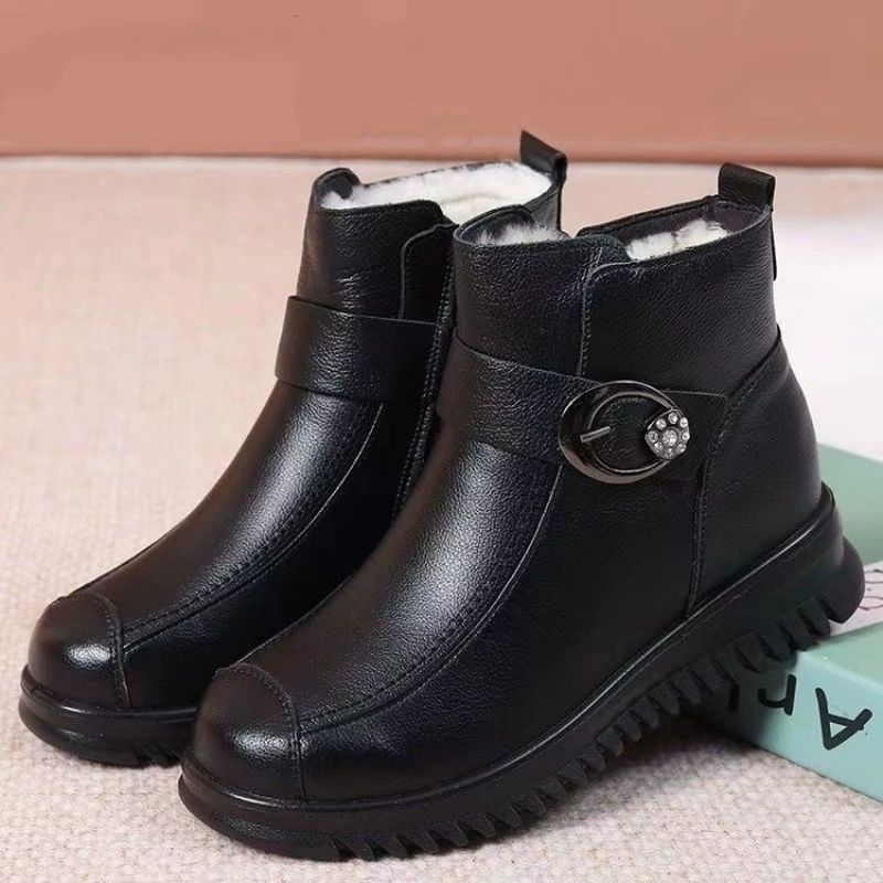 Low ankle boots for women, wear‑resistant non‑slip outsole, fleece‑lined, soft sole, sizes 35–40