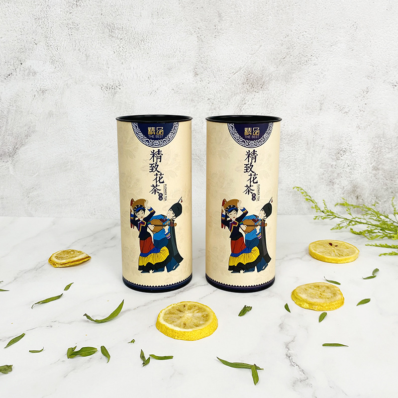 批发现货茶叶罐纸罐红茶绿茶花茶罐单筒罐通用款密封茶叶包装