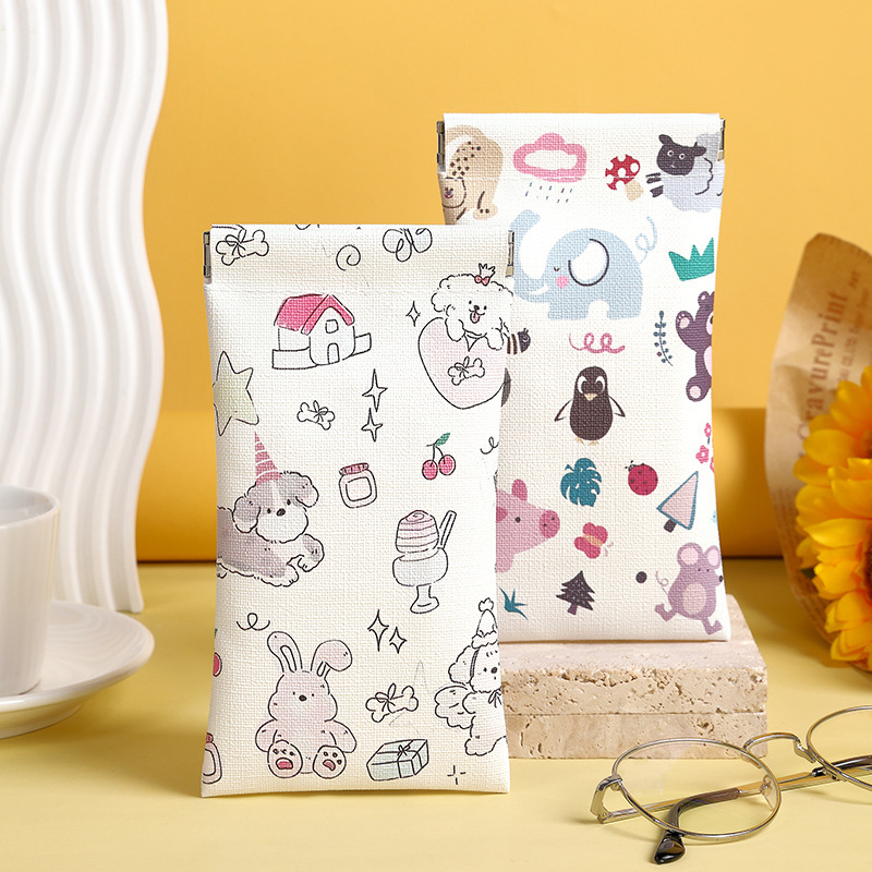 Cartoon printing storage bag glasses storage bag student automatic closed shrapnel cute dog stationery bag wallet card bag