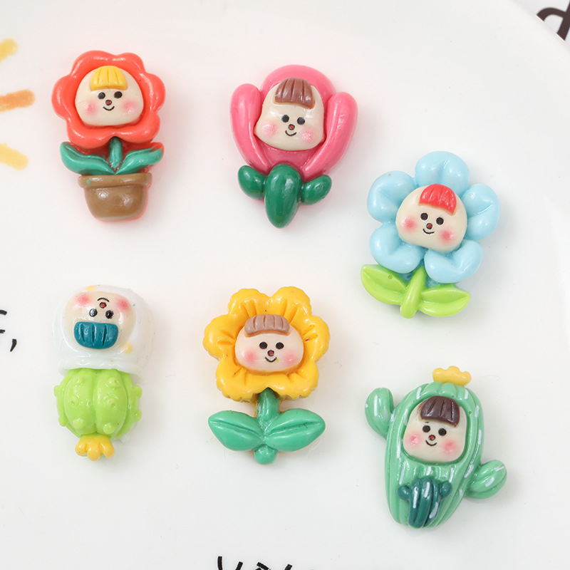 Nueva historieta brillante Goka flor chica resina accesorios material DIY crema pegamento teléfono caso accesorios al por mayor