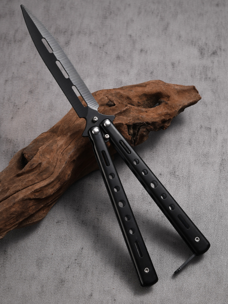 蝴蝶刀csgo折叠刀未开刃练习防身甩手玩具刀全钢花式训练糊蝶刀