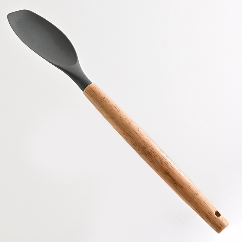 Silicone spatula spatula household stir-fry spatula non-stick pan food grade high temperature resistant wooden handle silicone spatula suit kitchen