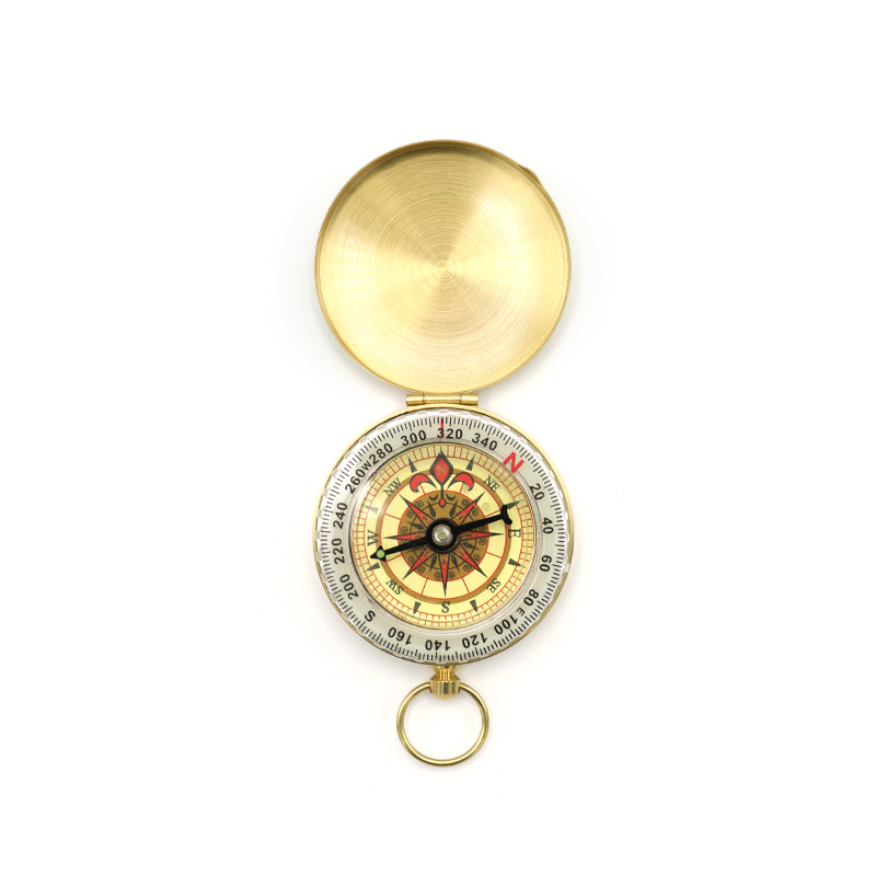 Puntero de latón G50 reloj de bolsillo retro Flip brújula al aire libre montañismo multifuncional luminoso con tapa