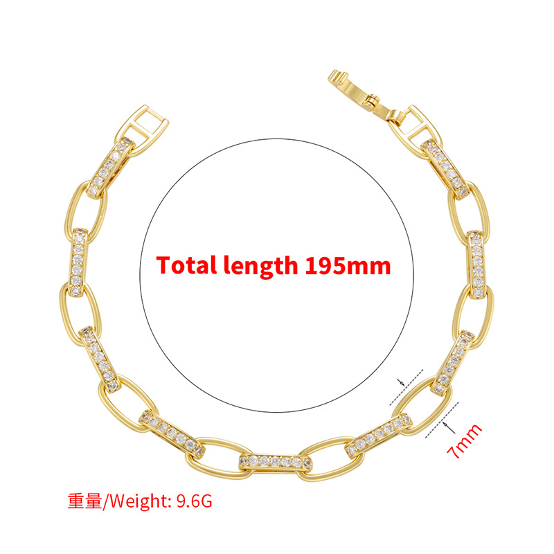 Micro-inlaid zircon new cable chain bracelet copper gold-plated