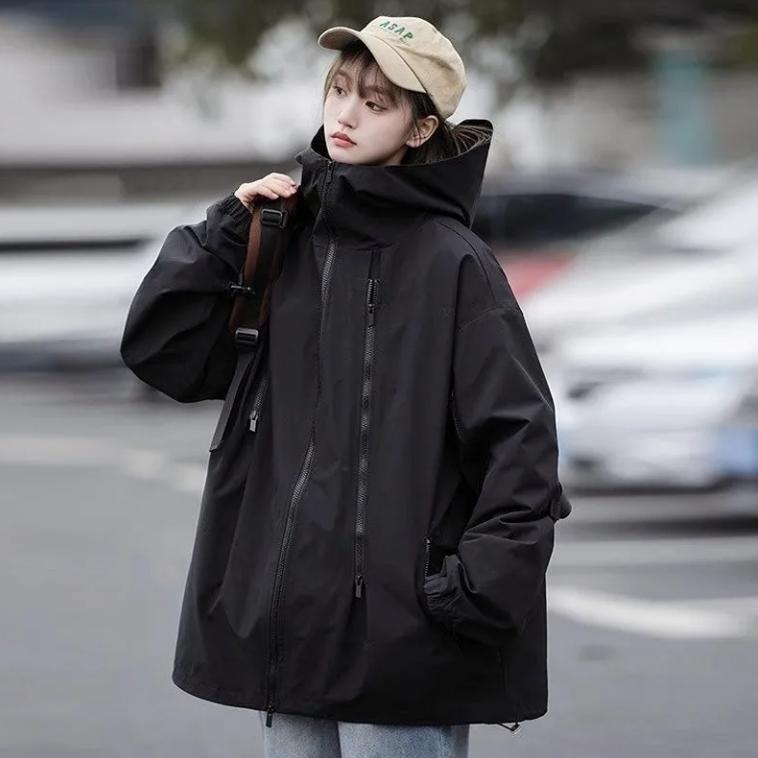Trendy Korean-Style Loose Windproof Waterproof American High Street Jacket with Multiple Zippers for Men and Women in Spring and Autumn