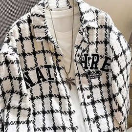 小香风格子夹克男女款春秋季美式翻领外套潮流ins高级感上衣